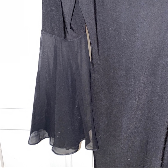 MSK. Black. Loose-fitting dress. Sheer bell sleeves. - Picture 3 of 3